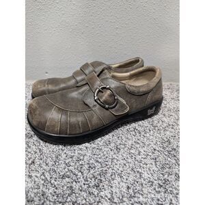 Alegria Women's Khloe Drifted BrownLeather slip on clog‎ Shoe Size 41 US 9.5-10